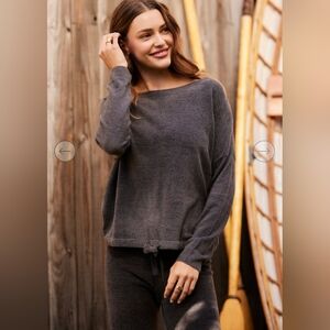 Barefoot Dreams Charcoal Gray/Carbon CozyChic Ultra Lite Slouchy Pullover (S)